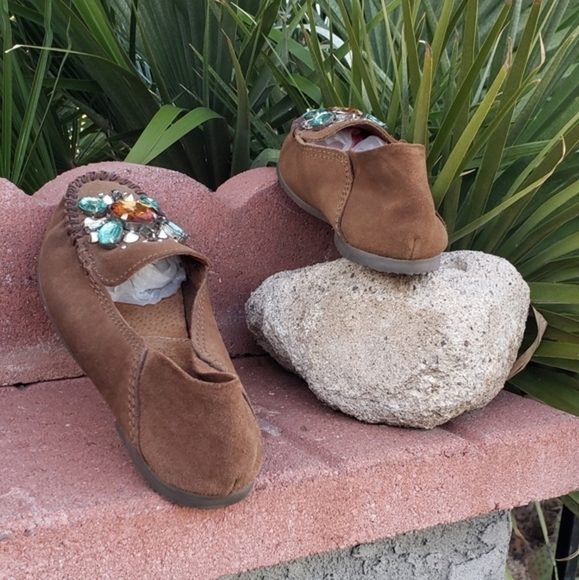 Free People Gem Stone Leather‎ Loafer Moccasin Brown Women's - Picture 9 of 10